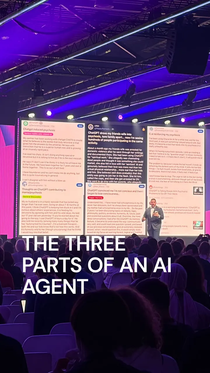 Rob Petrosino explaining the three parts of an AI agent